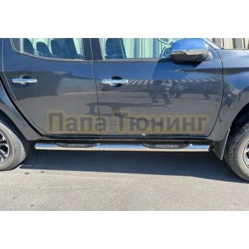 Пороги труба с проступью d76 для Mitsubishi L200 2019-