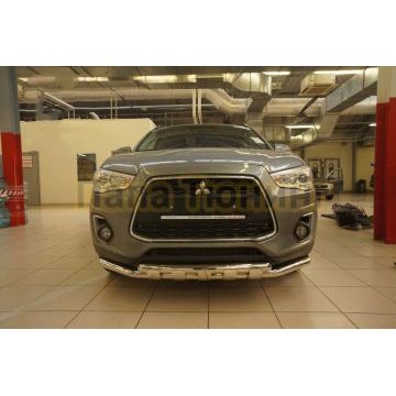 Защита переднего бампера с декором d60/42 для Mitsubishi ASX 2013-2016