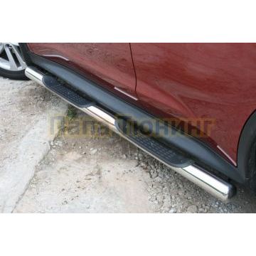 Пороги труба с проступью d76 для Nissan Juke 2010-2014 Пороги труба с проступью d76 для Nissan Juke 2010-2014