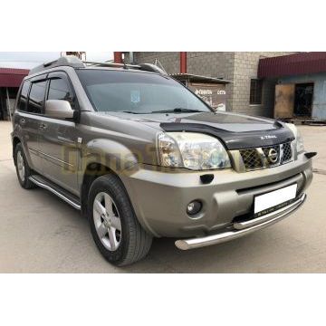 Защита переднего бампера двойная (радиус) d60/60 для Nissan X-trail 2001-2007 (Т30)
