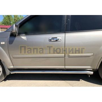 Защита штатного порога труба d60 для Nissan X-trail 2004-2007 (Т30)