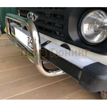 Защита переднего бампера скоба низкая+акула d53/42 для Niva 2121 1976-