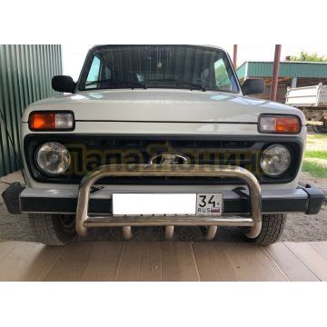 Защита переднего бампера скоба низкая+акула d53/42 для Niva 2121 1976-