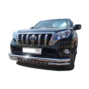 Защита переднего бампера тройная с защитой акула d76/60/42 для Toyota Land Cruiser Prado 150 2013-2017