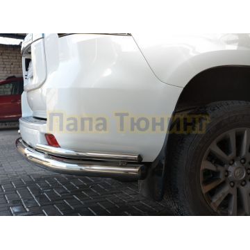 Защита заднего бампера угловая большая d76/42 для Toyota Land Cruiser Prado 150 2010-2014