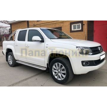 Пороги с накладным листом d60 для Volkswagen Amarok 2016-