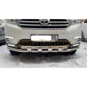 Защита переднего бампера с перемычками d60/60 для Toyota Highlander (2010-2014) Защита переднего бампера с перемычками d60/60 для Toyota Highlander (2010-2014)