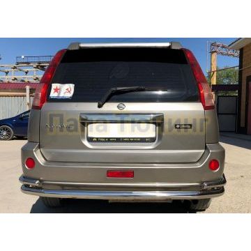 Защита заднего бампера угловая большая двойная d60/42 для Nissan X-trail 2004-2007 (Т30)
