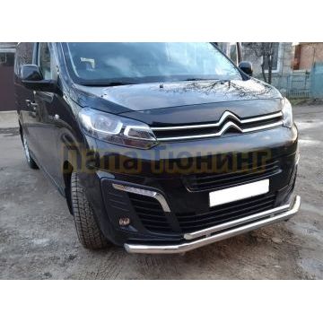 Защита переднего бампера двойная d60/42 для Citroen SpaceTourer 2018-