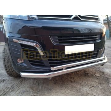 Защита переднего бампера двойная d60/42 для Citroen SpaceTourer 2018-