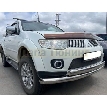 Защита переднего бампера двойная d76/75х42 для Mitsubishi Pajero Sport 2008-2016