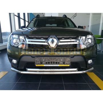 Защита переднего бампера двойная d60/42 для Renault Duster 2015-2021