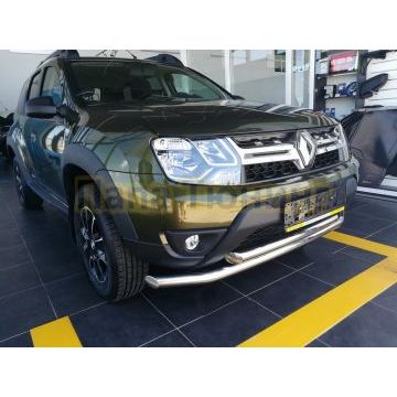 Защита переднего бампера двойная d60/42 для Renault Duster 2015-2021