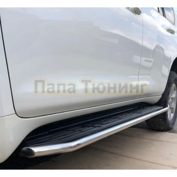 Защита штатного порога сбоку d42 для Toyota Land Cruiser Prado 150 Black Onyx 2020-