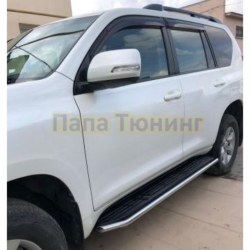 Защита штатного порога сбоку d42 для Toyota Land Cruiser Prado 150 Black Onyx 2020-