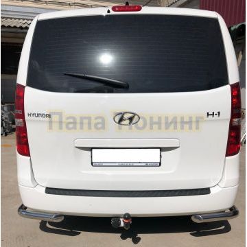 Защита заднего бампера угловая d60 Папа Тюнинг для Hyundai H-1 Grand Starex 2015-2018