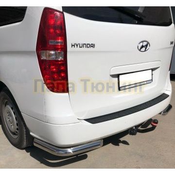 Защита заднего бампера угловая d60 Папа Тюнинг для Hyundai H-1 Grand Starex 2015-2018