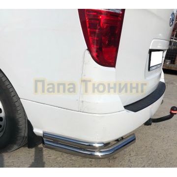 Защита заднего бампера угловая двойная d60/42 Hyundai H-1 Grand Starex 2015-2018