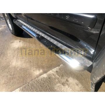 Пороги труба с проступью с алюминиевым листом d76 Папа Тюнинг для Mitsubishi Pajero Sport 1998-2007