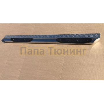 Пороги труба с проступью с алюминиевым листом d76 Папа Тюнинг для Mitsubishi Pajero Sport 1998-2007