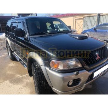 Пороги труба с проступью с алюминиевым листом d76 Папа Тюнинг для Mitsubishi Pajero Sport 1998-2007