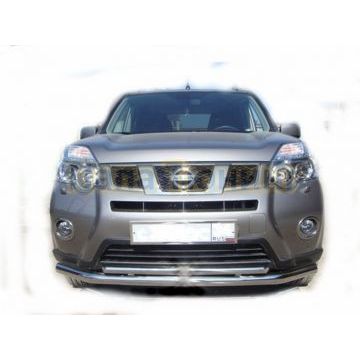 Защита переднего бампера двойная (радиус) d60/42 Папа Тюнинг для Nissan X-trail 2010-2015 (Т31) Второе поколение (в т.ч. Рестайлинг 2010г.)