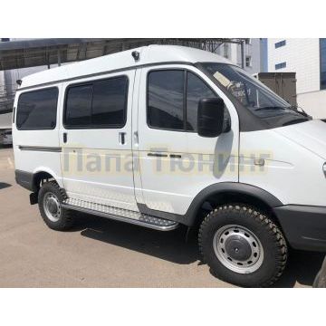 Пороги с накладным листом (пассажирская сторона) d42 Папа Тюнинг ГАЗель Соболь