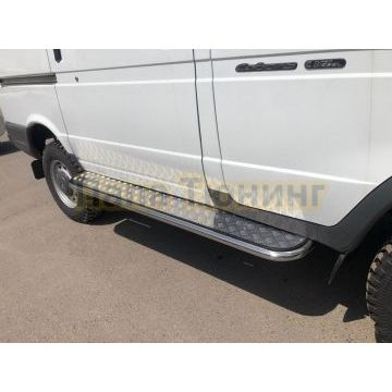 Пороги с накладным листом (пассажирская сторона) d42 Папа Тюнинг ГАЗель Соболь