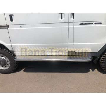 Пороги с накладным листом (пассажирская сторона) d42 Папа Тюнинг ГАЗель Соболь