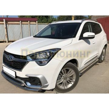 Защита переднего бампера двойная d60/42 для Chery Tiggo 4 2018-2024