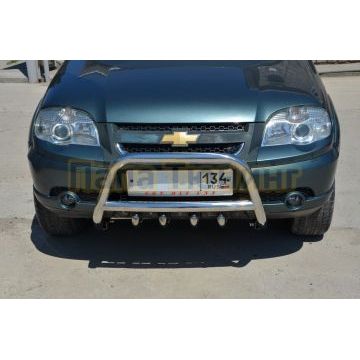 Защита переднег бампера скоба высокая+акула d53/42 для Chevrolet Niva 2009-