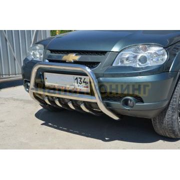 Защита переднег бампера скоба высокая+акула d53/42 для Chevrolet Niva 2009-