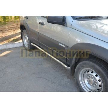 Защита штатного порога труба d60 для Chevrolet Niva 2010-