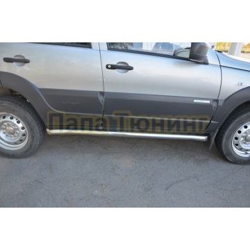 Защита штатного порога труба d60 для Chevrolet Niva 2010-