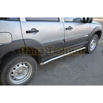 Защита штатного порога труба d60 для Chevrolet Niva 2010-