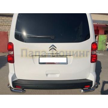 Защита заднего бампера угловая двойная d60/42 для Citroen SpaceTourer 2018-