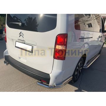 Защита заднего бампера угловая двойная d60/42 для Citroen SpaceTourer 2018-