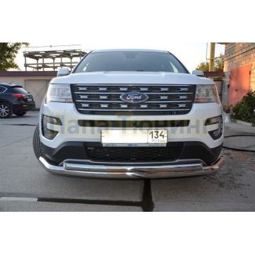 Защита переднего бампера двойная d76/60 для Ford Explorer 2017- Защита переднего бампера двойная d76/60 для Ford Explorer 2017-