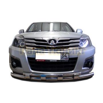 Защита переднего бампера двойная с перемычками d60/42 для Great Wall Hover H3 2009-2014