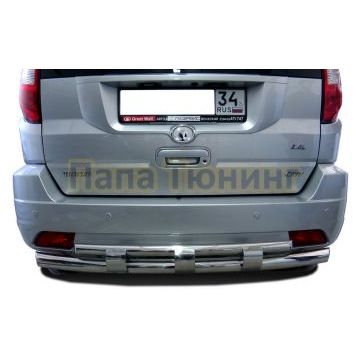 Защита заднего бампера двойная с перемычками d60/42 для Great Wall Hover H3 2009-2014