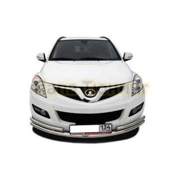Защита переднего бампера Папа Тюнинг двойная(2 коротких) d60/42 для Haval H5 2020-2024