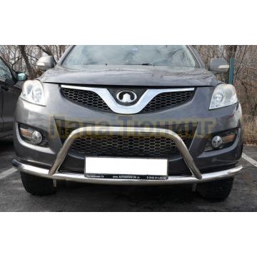 Защита переднего бампера Папа Тюнинг радиус+низкая скоб d60/53 для Haval H5 2020-2024