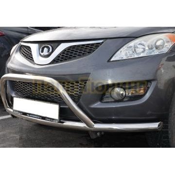 Защита переднего бампера Папа Тюнинг радиус+низкая скоб d60/53 для Haval H5 2020-2024