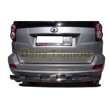 Защита заднего бампера Папа Тюнинг двойная с перемычками d60/42 для Haval H5 2020-2024