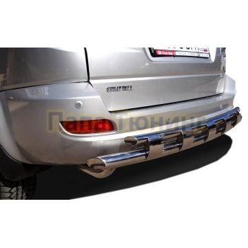 Защита заднего бампера Папа Тюнинг двойная с перемычками d60/42 для Haval H5 2020-2024