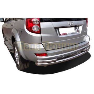 Защита заднего бампера Папа Тюнинг двойная (2коротких) d60/42 для Haval H5 2020-2024