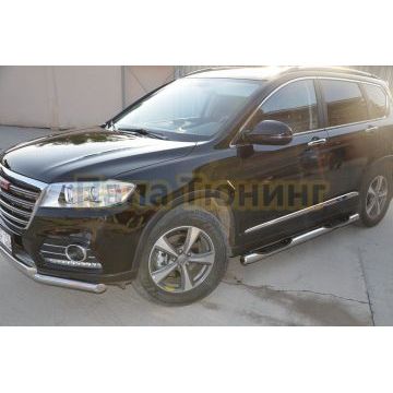 Пороги труба с проступью d76 для Haval H6 2017-