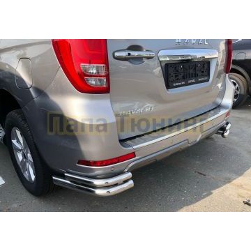 Защита заднего бампера угловая d60/42 для Haval H9 2018-2024