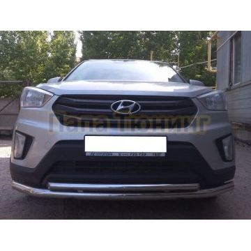 Защита переднего бампера двойная d60/42 для Hyundai Creta 2016-2021