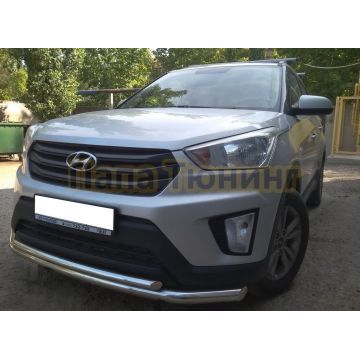 Защита переднего бампера двойная d60/42 для Hyundai Creta 2016-2021